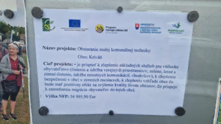 Obstaranie malej komunálnej techniky, Obec Kriváň.jpg